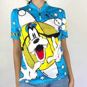 Vintage Disney Goofy Graphic Print Bike Shirt